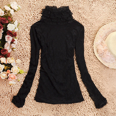 冬款加厚韓版蕾絲打底衫 雙層花邊領，優雅與溫暖并存